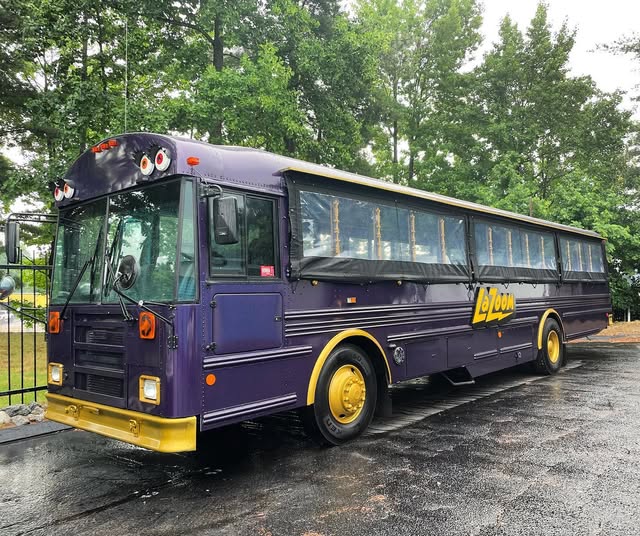 Asheville's LaZoom tour bus with tinted windows