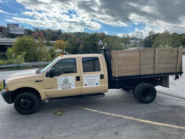 Landscaping work truck with tinted windows